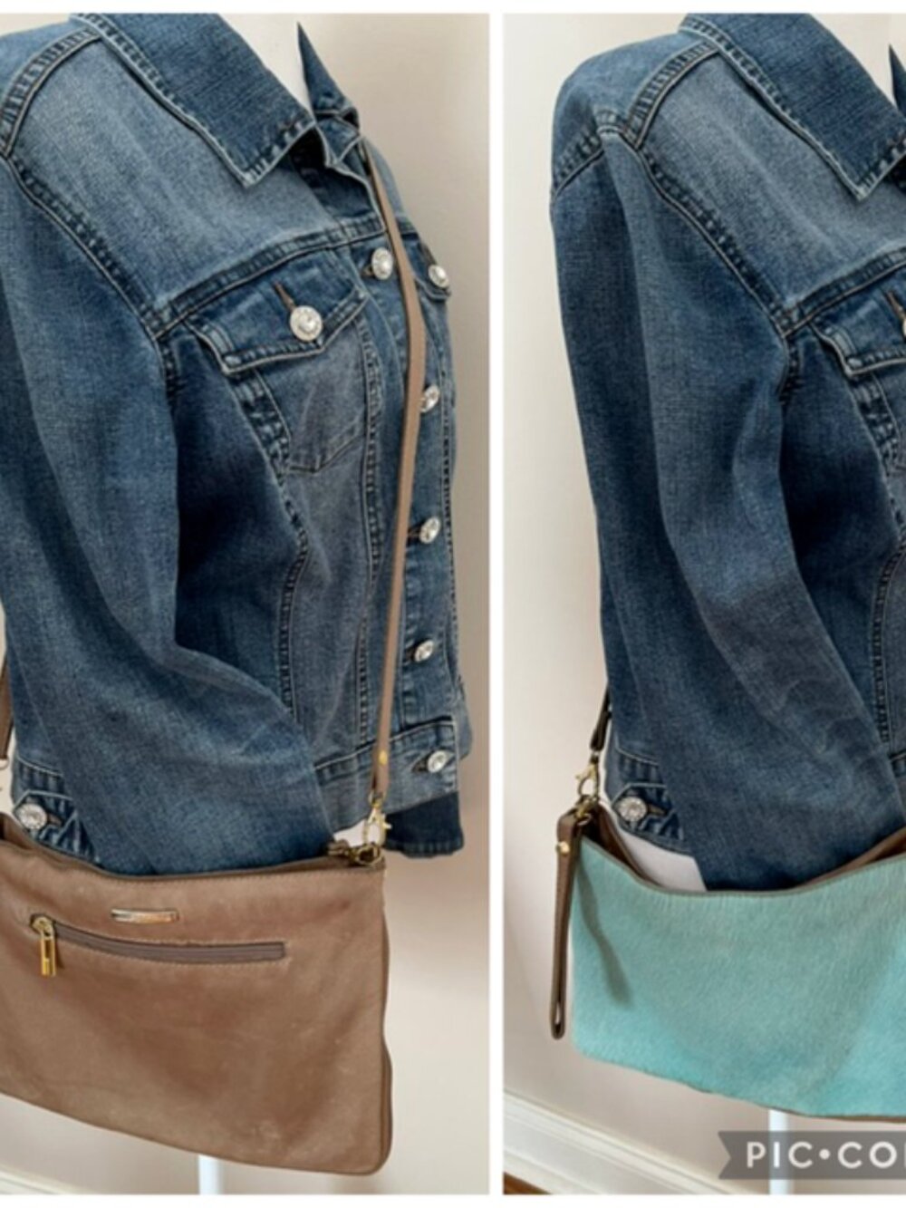 MARC LABAT | Taupe / Teal Hair-On-Hide Reversible Crossbody Bag-EUC